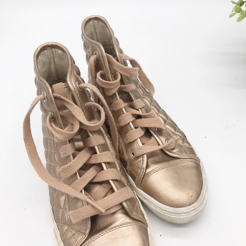 GEOX New Club Quilted High Top Sneakers Rose Gold - Picture 10 of 14